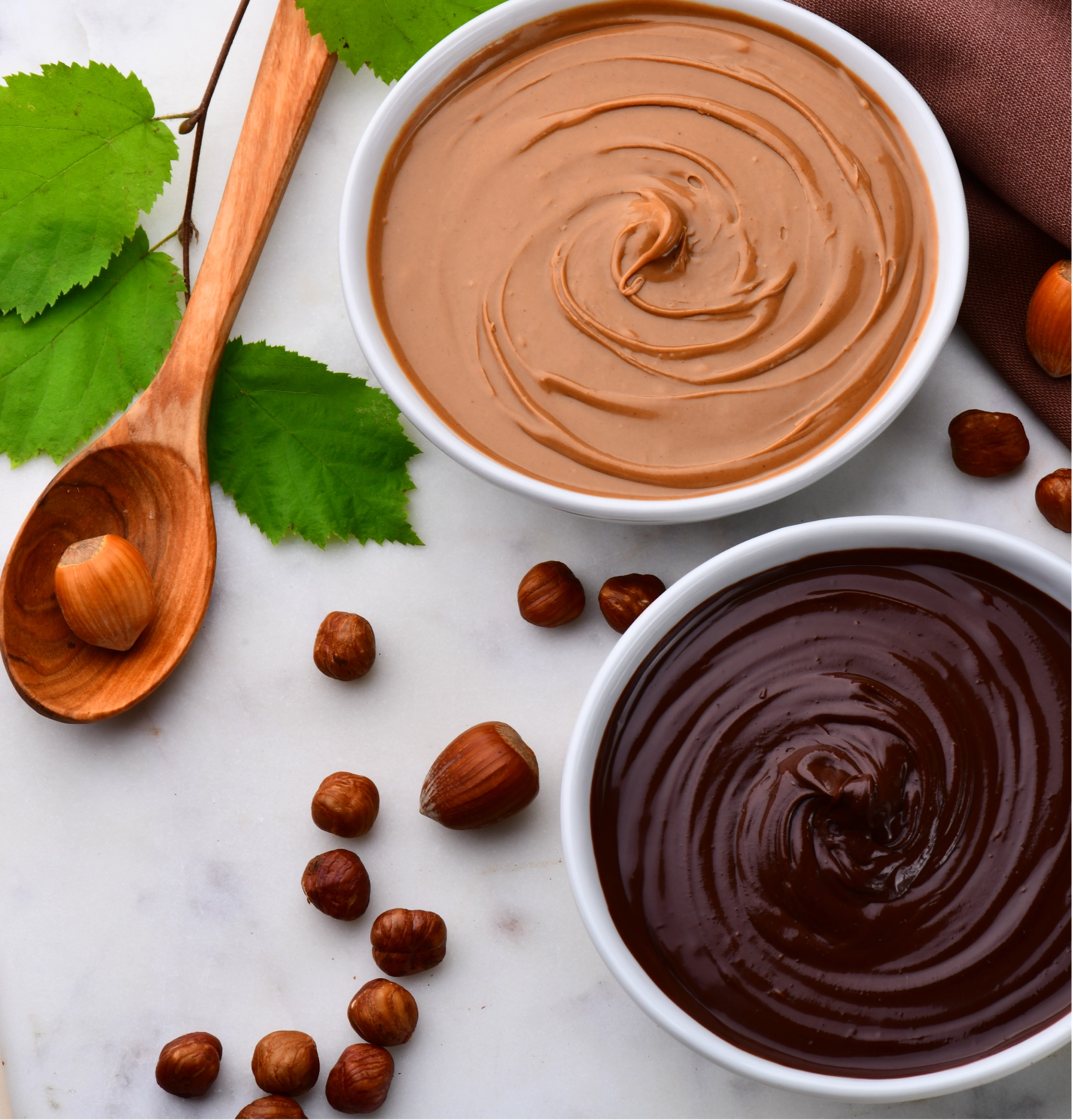 hazelnut butter and chocolate flavored hazelnut butter